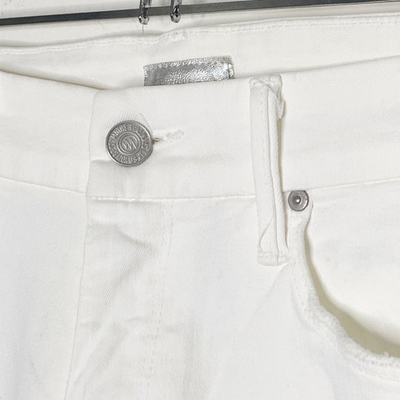 MOTHER Denim NWT White Looker Ankle Fray Raw Hem Jeans Little Miss Innocent 26 - Picture 6 of 16